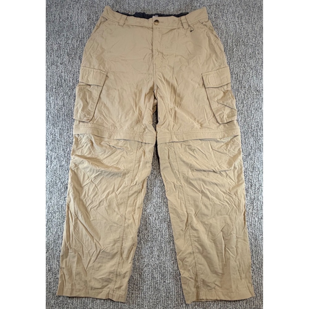 REI Co-op Convertible Cargo Pants Men L x 30L* Tan Hiking Zip Off Lightweight